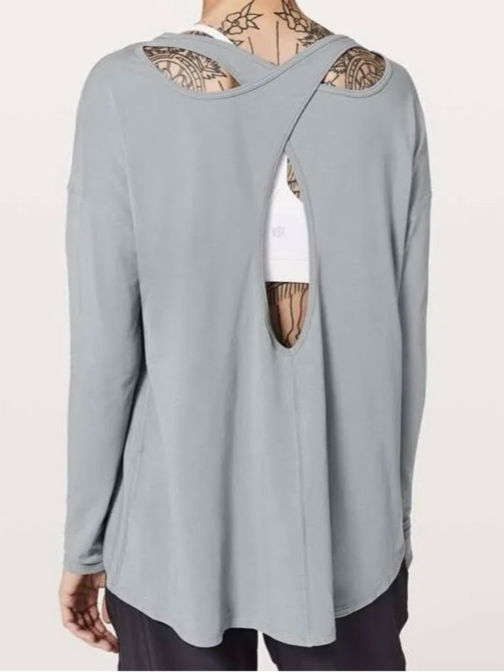 Lululemon Back Into It Gray Long-Sleeve Cross Back Women’s Top